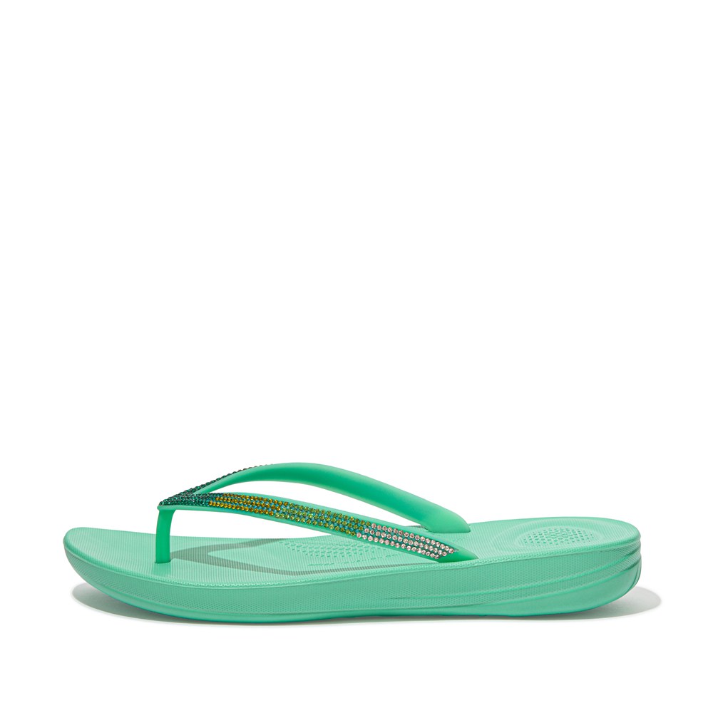 Fitflop Womens Flip-flops Mint Green - Iqushion Ombré Sparkle - EX4357091